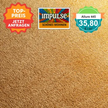 JAB Allure Teppichboden 445 Sonne – strahlender Gelbton mit wohnlicher Wärme und hochwertiger Struktur